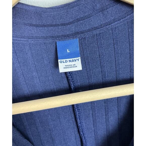 Old Navy Fitted Rib-Knit Tie-Belt Long-Sleeve Mini Polo Dress Size Large Cotton - Picture 4 of 7